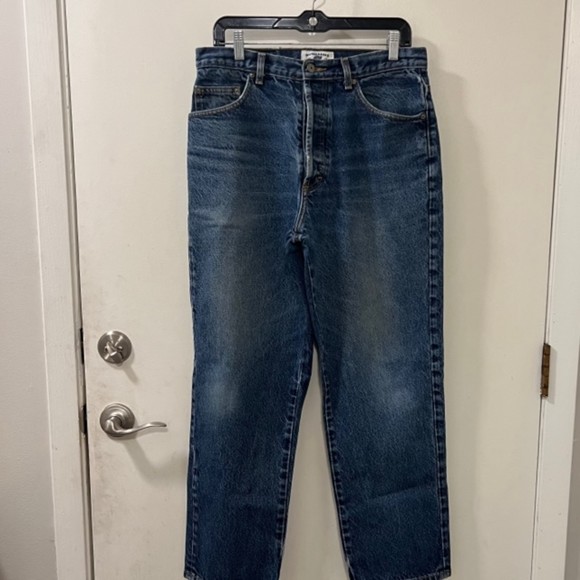 American Eagle Outfitters Dungarees Mens Buttonfly Blue Denim Jeans Size W33 L30 - Picture 5 of 12